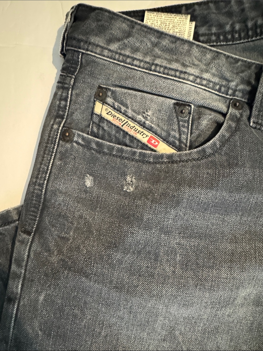 Diesel Men Slim Straight Washed Black Jeans - Picture 3 of 7